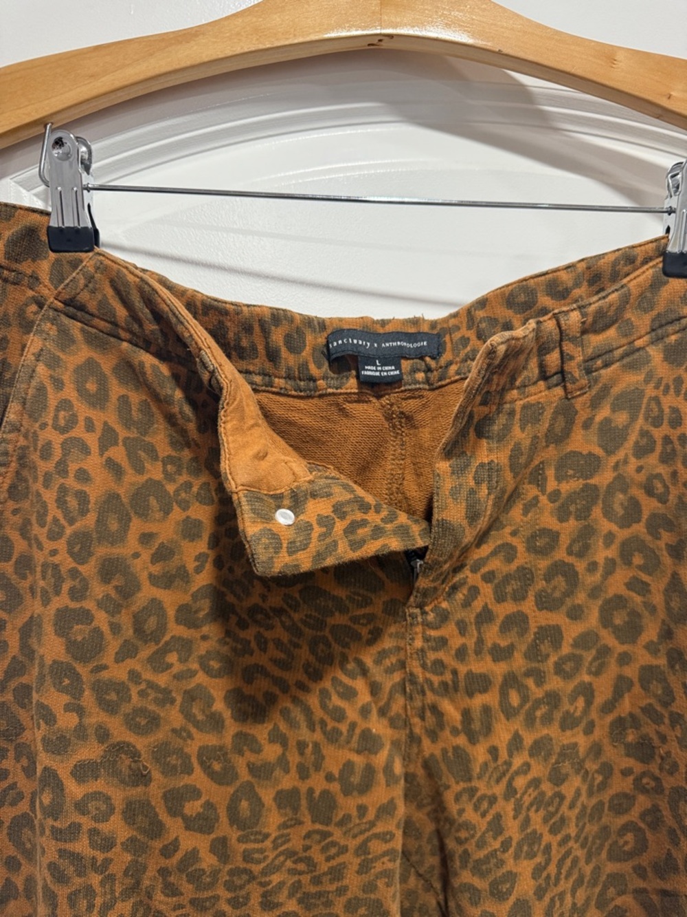 Anthropologie Leopard-Print Corduroy Pants in Rust and Dark Brown